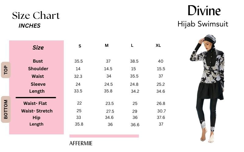 divine hijab swimsuit size chart 2
