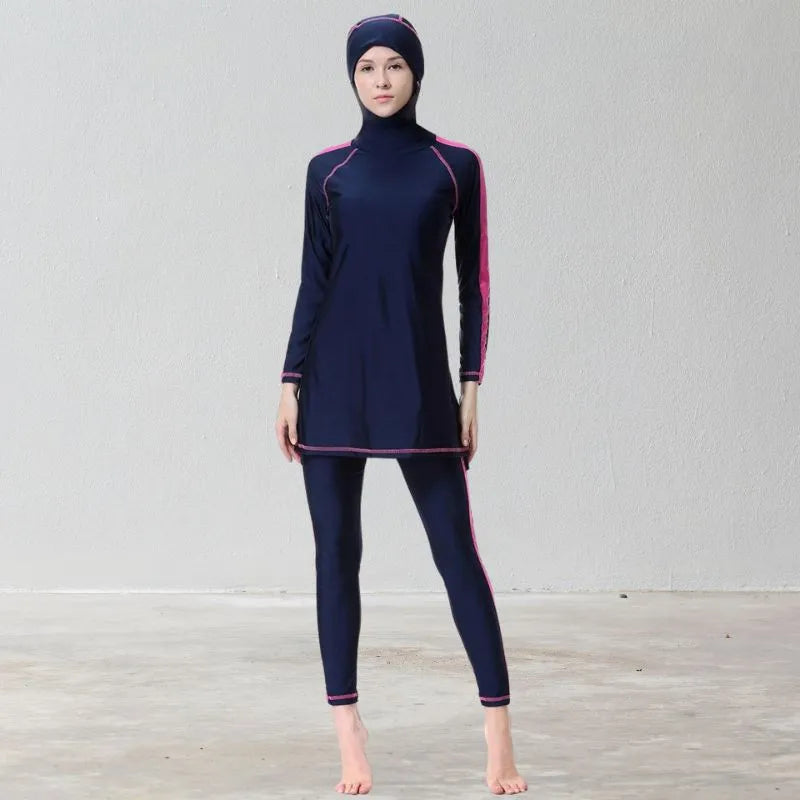 muslim girl wearing cute modest swim suit set