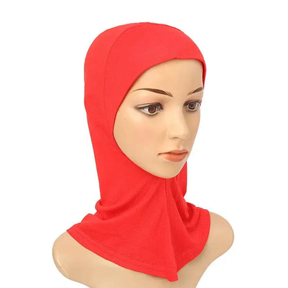 Versatile Underscarf for Women- Cotton Muslim Turban Full Cover Cap Red