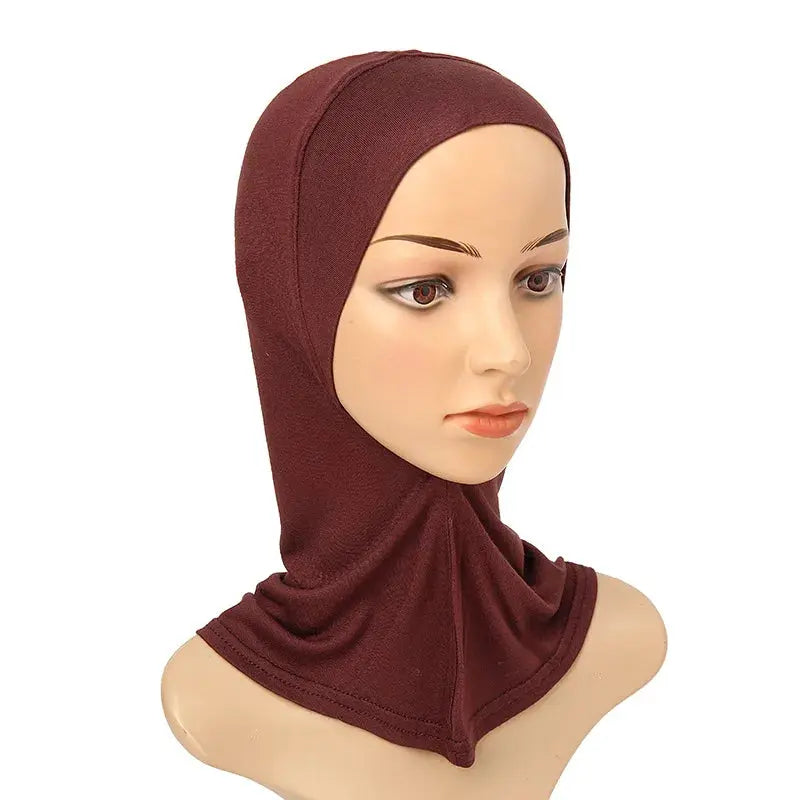 Versatile Underscarf for Women- Cotton Muslim Turban Full Cover Cap Brown