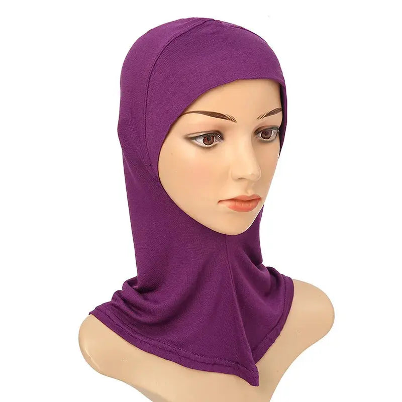 Versatile Underscarf for Women- Cotton Muslim Turban Full Cover Cap Purple