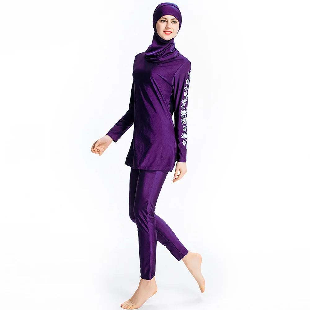 cute purple burkini modest swimwear for sale