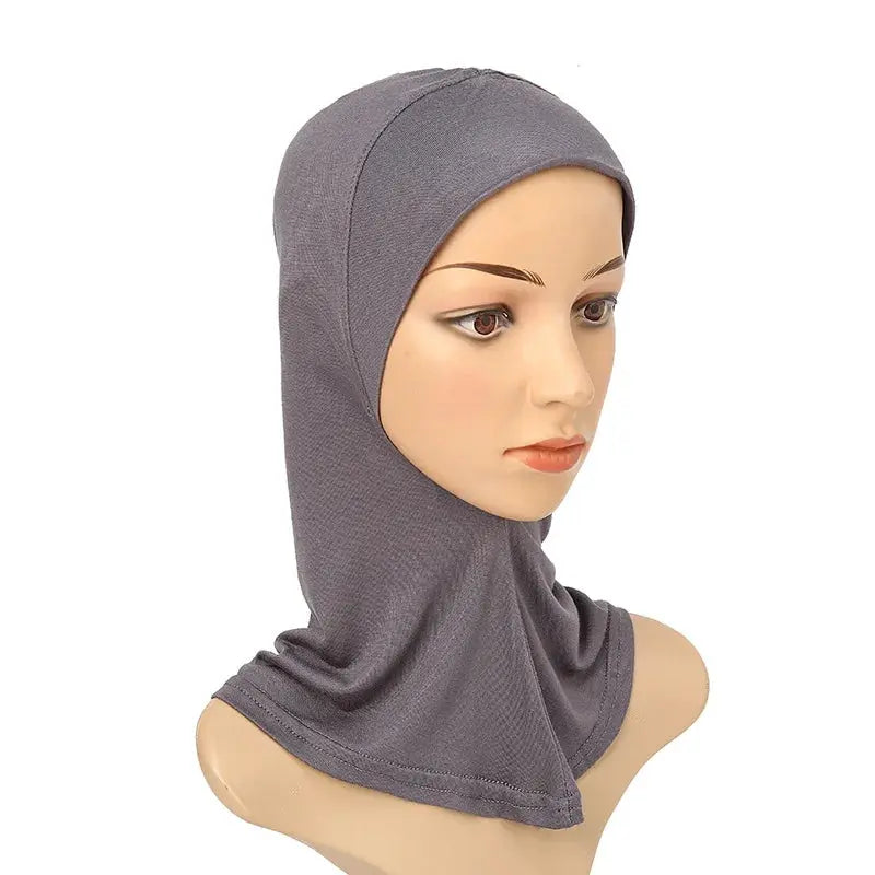 Versatile Underscarf for Women- Cotton Muslim Turban Full Cover Cap Dark Gray