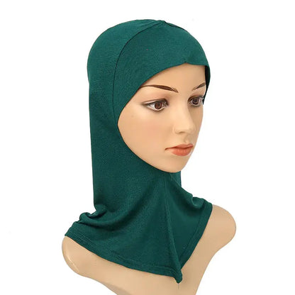 Versatile Underscarf for Women- Cotton Muslim Turban Full Cover Cap Dark Green