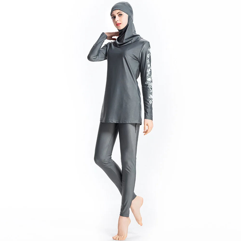 gray burkini modest swimwear for sale