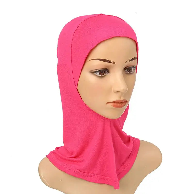 Versatile Underscarf for Women- Cotton Muslim Turban Full Cover Cap Pink