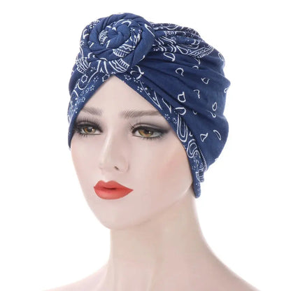 Cap Hijab- Versatile Cotton Turban Hat Style 19 Bandana