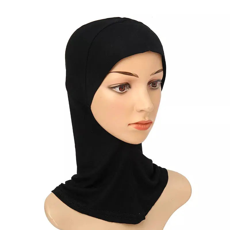 Versatile Underscarf for Women- Cotton Muslim Turban Full Cover Cap Black