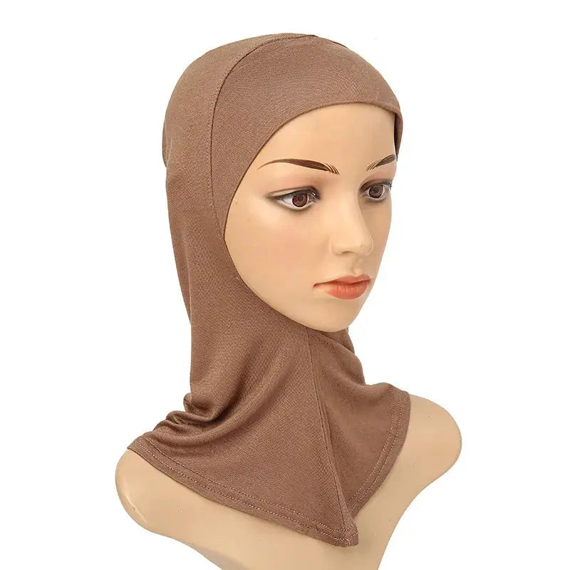 Versatile Underscarf for Women- Cotton Muslim Turban Full Cover Cap Beige