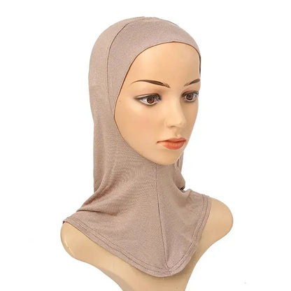 Versatile Underscarf for Women- Cotton Muslim Turban Full Cover Cap Light Brown