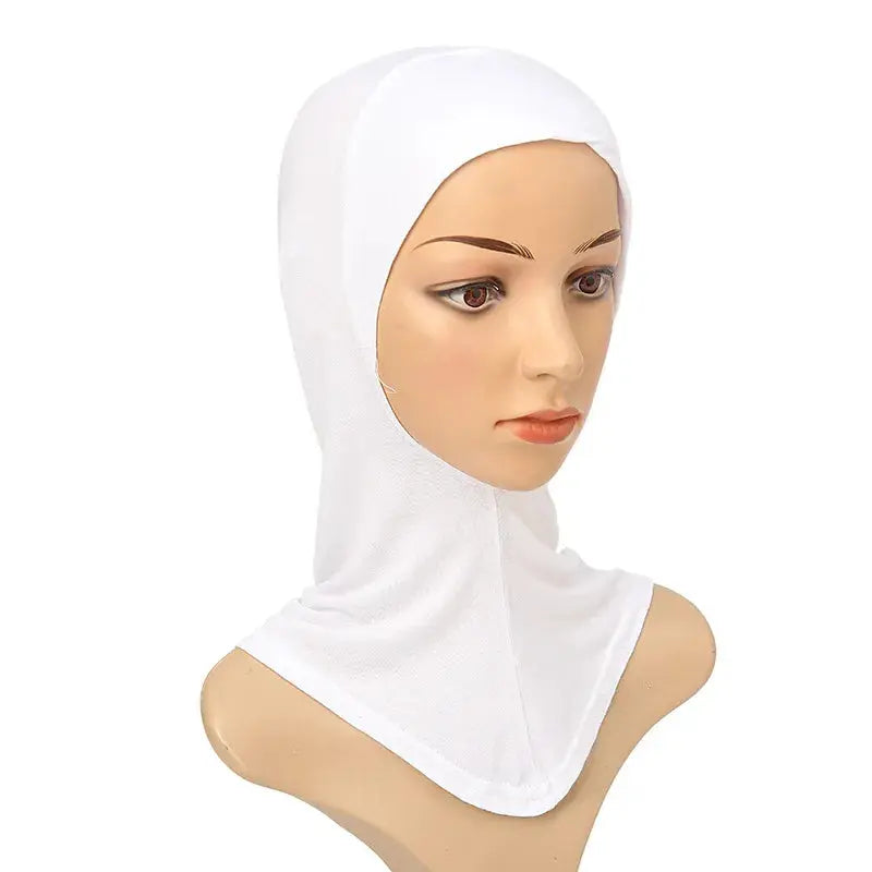 Versatile Underscarf for Women- Cotton Muslim Turban Full Cover Cap White