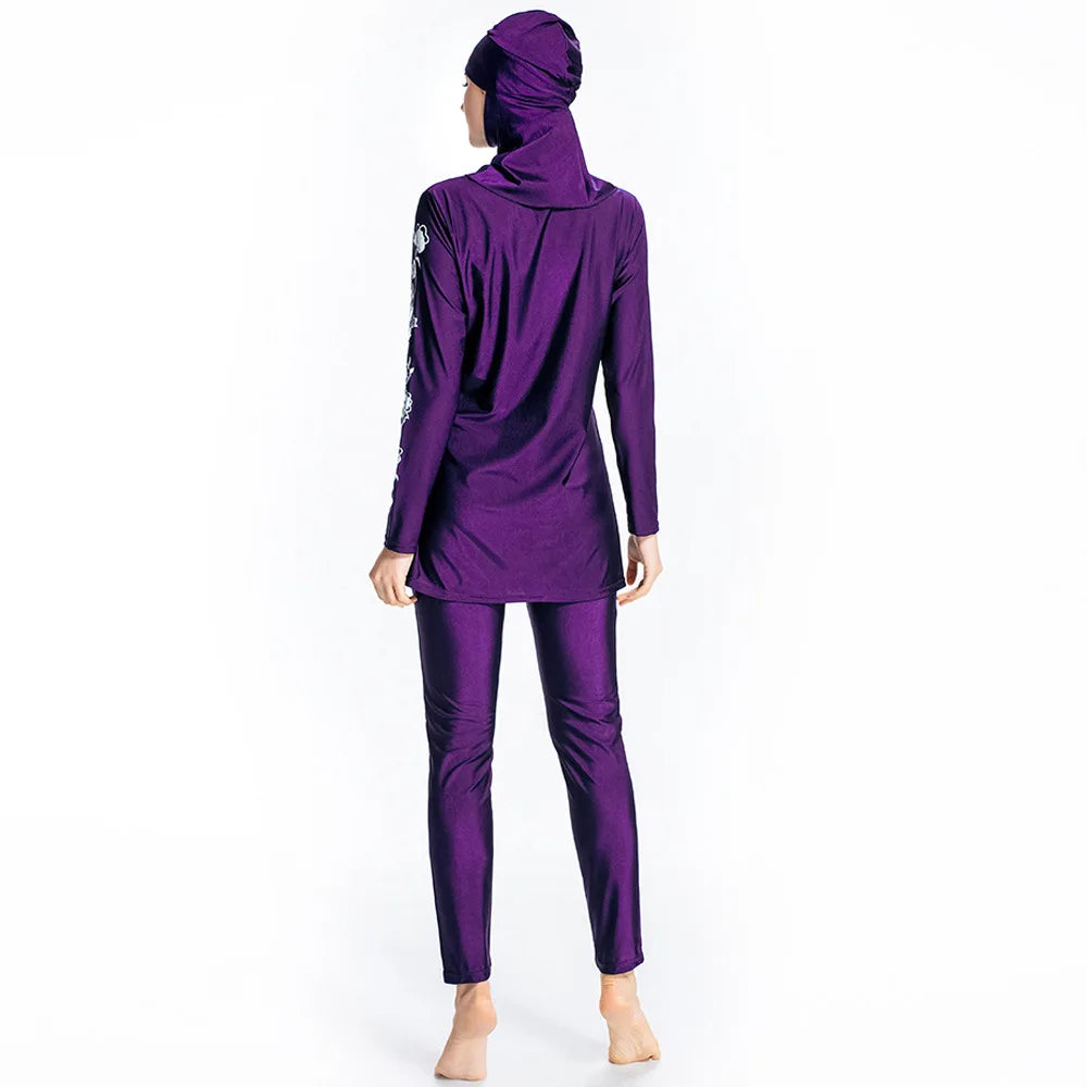 purple burkini modest swimwear