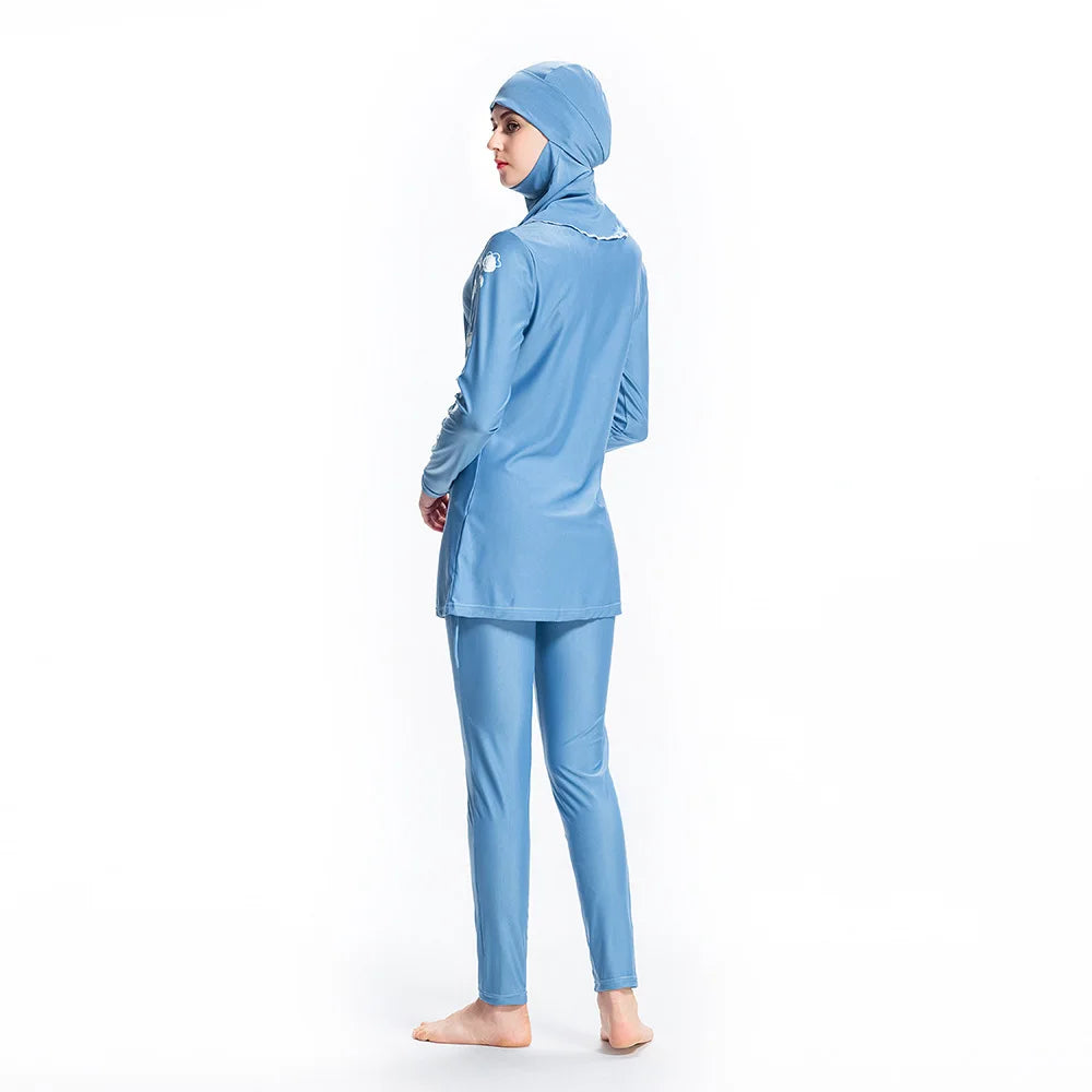 light blue burkini modest swimwear