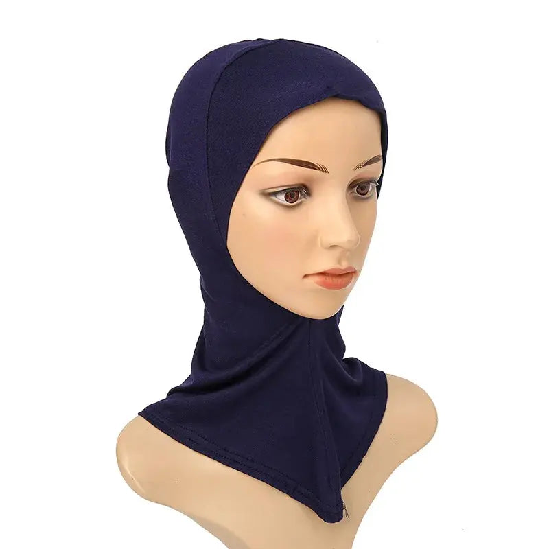 Versatile Underscarf for Women- Cotton Muslim Turban Full Cover Cap Navy Blue