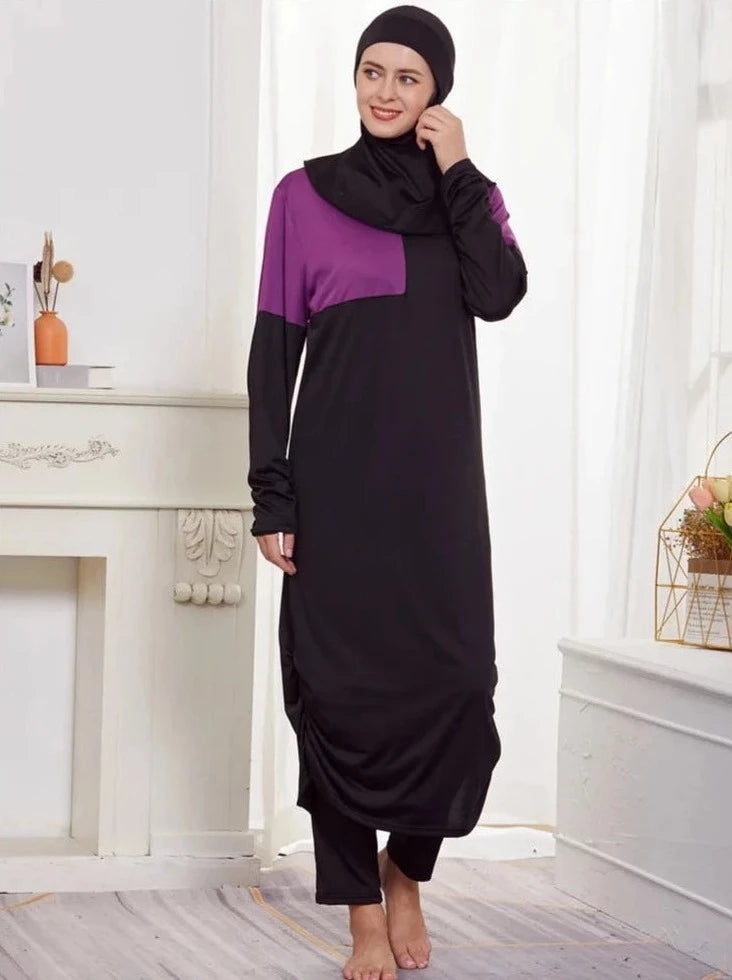 Modest Swimwear Full Coverage black muslim  girl wearing it