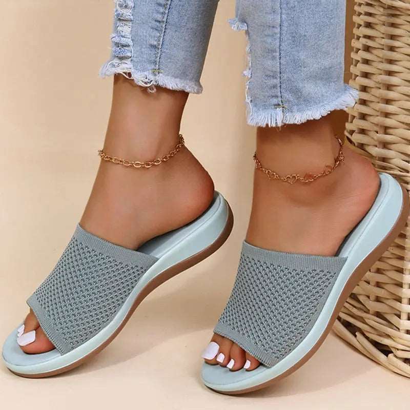 Elastic Comfort: Women's Summer Flat Sandals Gray