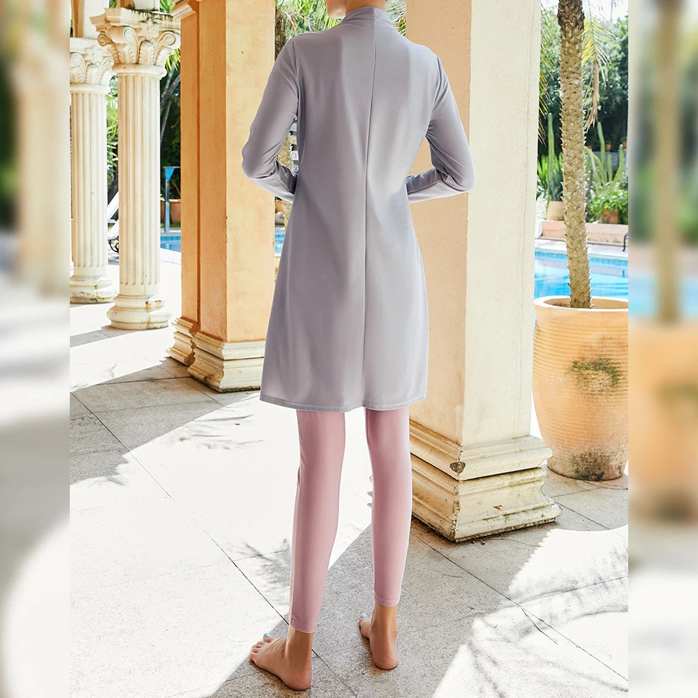 Dive into elegance and modesty with our Graceful Hijab Burkini Set. 