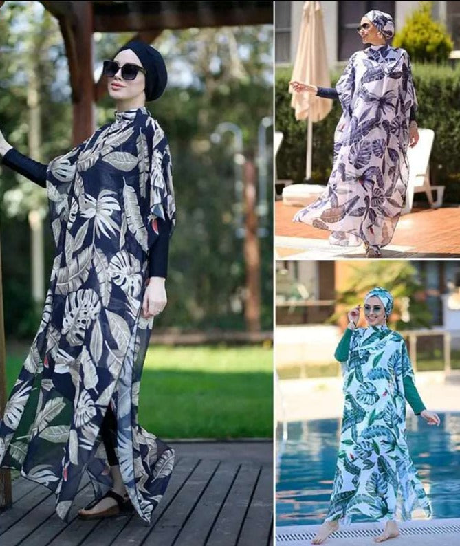 Muslim Modest Swimwear - Hijab Swimsuit Set with UV Protection 4pcs