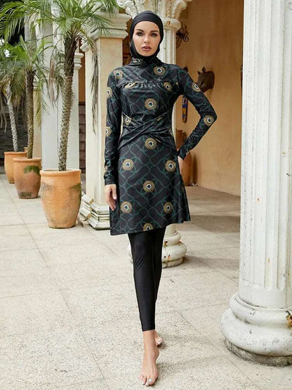 Golden Eye Modest Swimsuit-3pcs Muslim Women Swimwear Black
