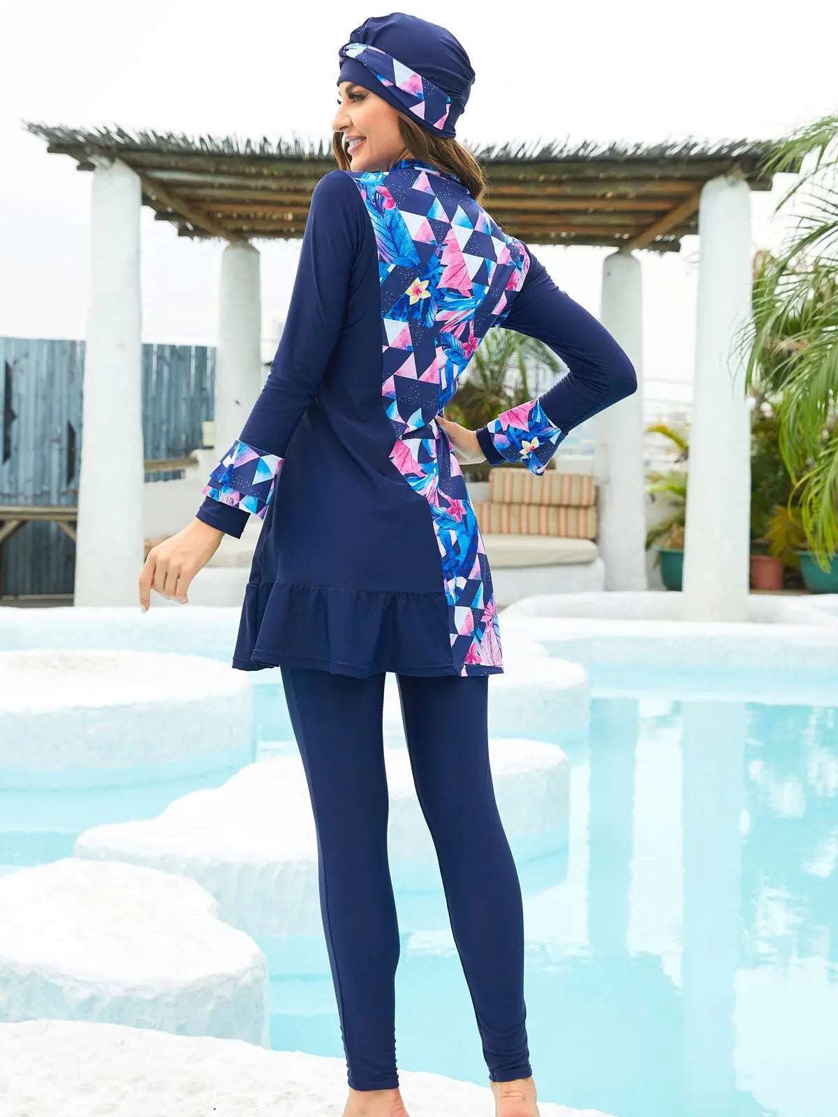Elegance Triangle Modesty: 3-Piece Muslim Modest Swimwear Set