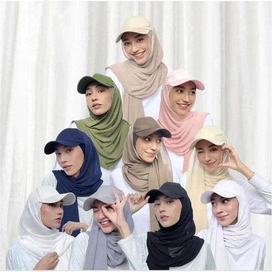 PalmaModa Sheer Jersey Hijab with Baseball Cap