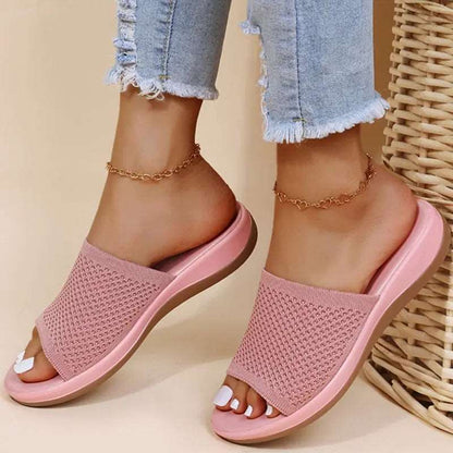 Elastic Comfort: Women's Summer Flat Sandals Pink