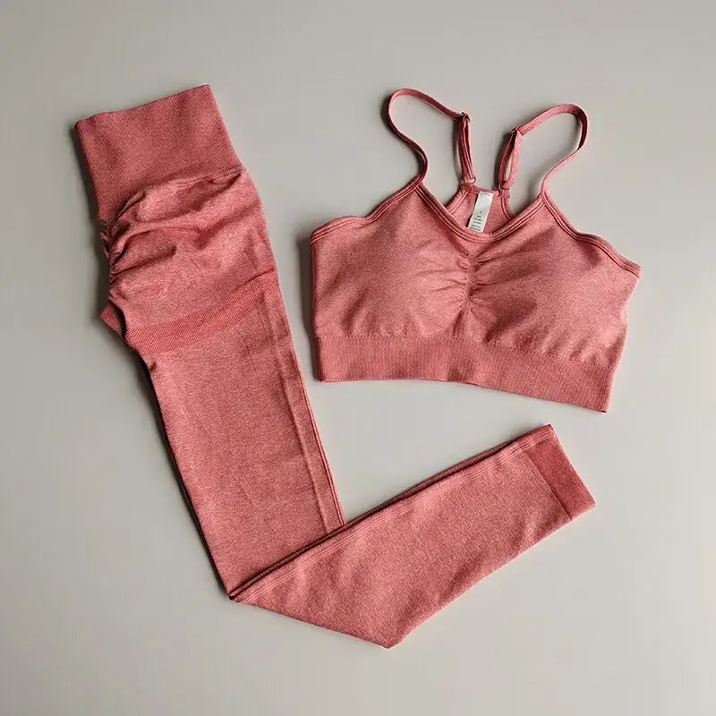 dark rosa sports bra and legging