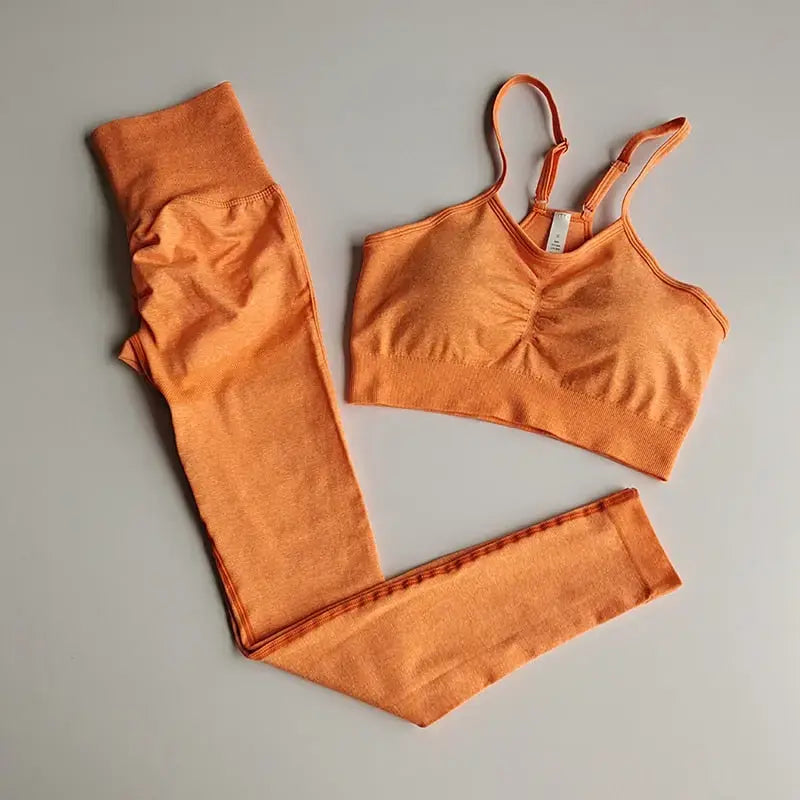 orange sports bra and legging