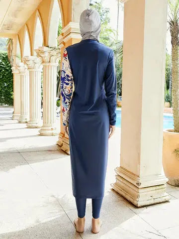 blue hijabi swimsuit set