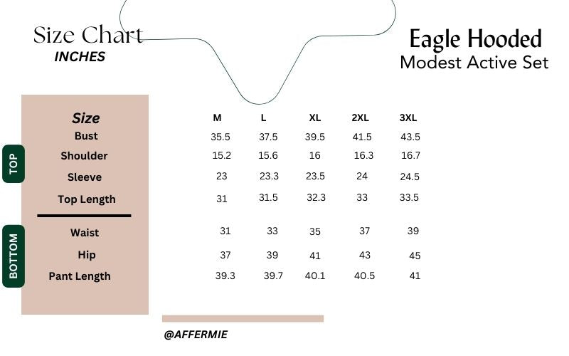 Eagle hooded modest active chart size