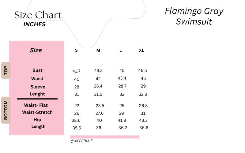 gray swimsuit size chart