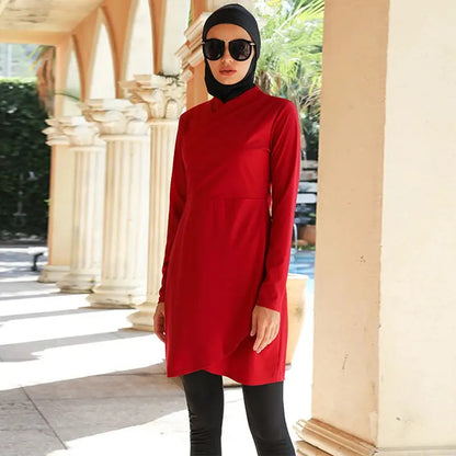Elegant Hijab Swimsuit - The Ultimate Muslim Red Burkini 3pcs Red