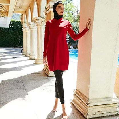 Elegant Hijab Swimsuit - The Ultimate Muslim Red Burkini 3pcs