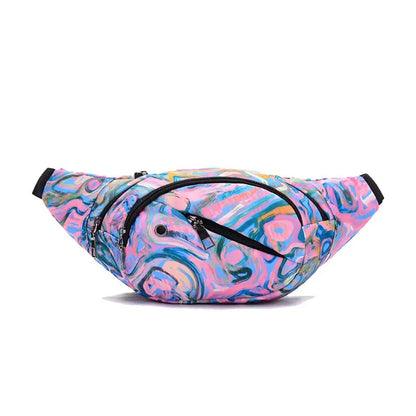 Printed Floral and Geometric Travel Waist Bag Light Pink Geometry Colors