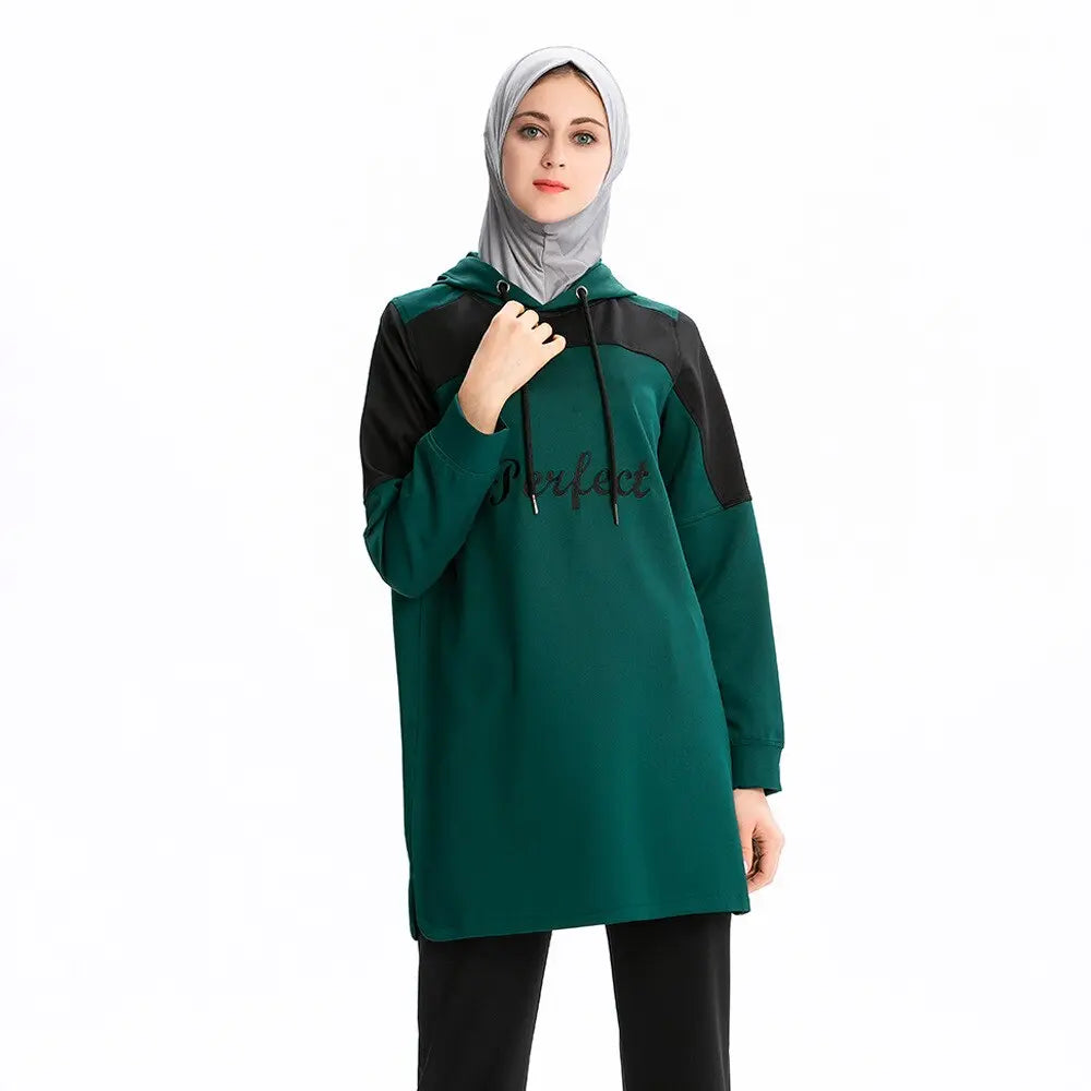Perfect Hooded Modest Tracksuit Top Green