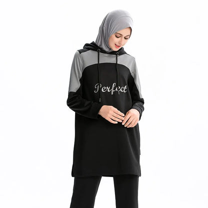 Perfect Hooded Modest Tracksuit Top Black