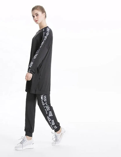 Jogging Modest Sportswear Set-2pcs Black top with black pant