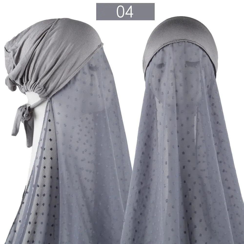 Pinless Chiffon Hijabs with Inner Caps - Easy-to-Wear Headwrap Gray