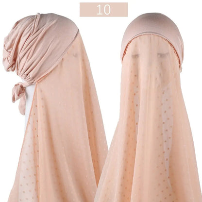 Pinless Chiffon Hijabs with Inner Caps - Easy-to-Wear Headwrap Dark Cream