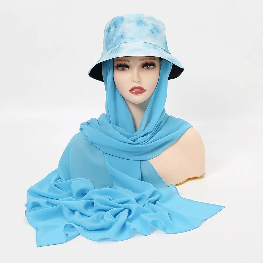 ChicDye: Fashionable Chiffon Hijab Cap Blue