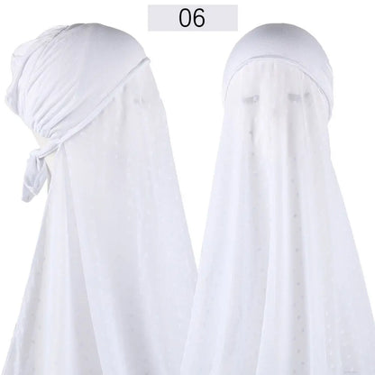 Pinless Chiffon Hijabs with Inner Caps - Easy-to-Wear Headwrap White